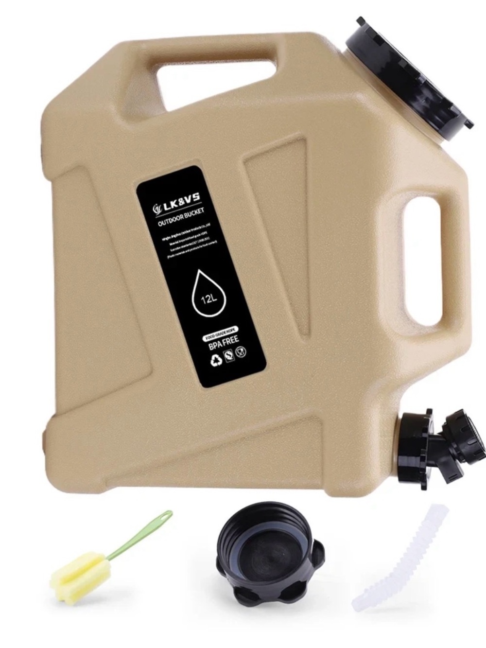 LK&VE Outdoor 12L Water Jerry Can - Tan